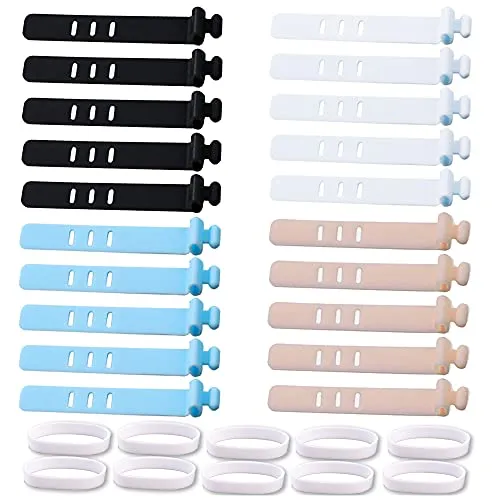 XINGSUI 20 Stück weiche Silikon-Kabelbinders Wiederverwendbare mehrfarbige Kabelbinder Verstellbare Befestigungsbänder Kabelbinder Kabelorganisation Kabelbänder Draht