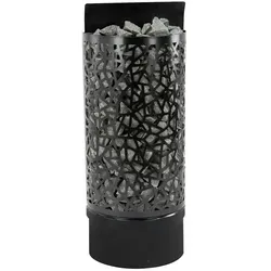 Infraworld Finnischer Saunaofen Atlas Wall Black 9 kW - Saunaöfen mit 60 kg Steinmenge für kraftvolle Aufgüsse, elegantes Design mit dekorativem Voronoi-Muster, ideal für entspannende Saunagänge.