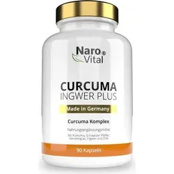 Kurkuma Ingwer Kapseln hochdosiert - 90 vegane Kapseln für Immun- und Gelenkunterstützung - Pflanzliches Ergänzungsmittel Ingwer mit hochdosiertem Curcuma Extrakt und Zink zur Unterstützung des Immunsystems und Stoffwechsels. Vegan, 100% natürliche Inhaltsstoffe.