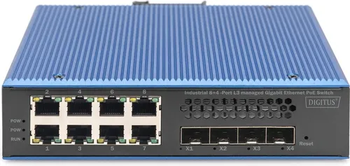 DIGITUS Switch 8 + 4 mit 10G Uplink Port in blau von DIGITUS