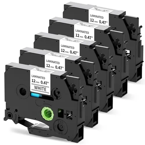 MarkField Kompatibel mit Brother P-touch Bänder 12mm TZe-231, 5er-Pack TZ 12 mm 0.47 Weiß Schriftband für PT-1000 1010 1280 H101C H100LB/R H105 H107B H110 H200 E110 D200 D210 D400 Cube