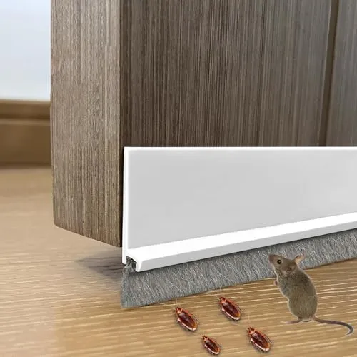 Türdichtung, 1m TPE Bürstendichtung, 53mm Türdichtung Selbstklebend mit Bürste, Höhe 3cm, Schnell & Einfach Angebracht, Ideal Auch Als Schallschutz, Kälteschutz (Weiß)