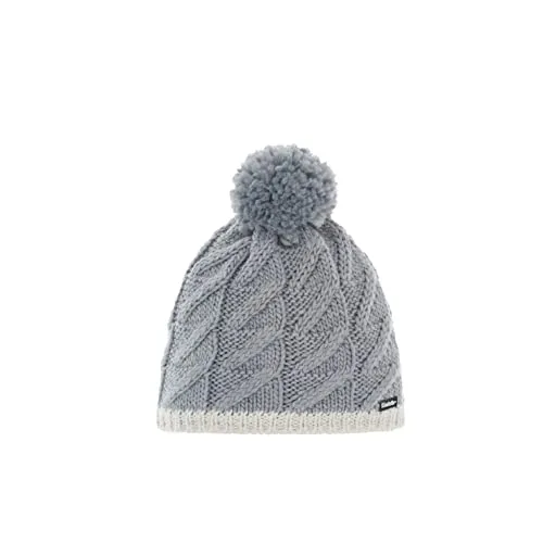 Eisbär Damen Asteria Pompon MÜ Winter-Hut, White-hellgraumele/hellgraumele - Kuschelige und stylische Mütze von Eisbär mit einzigartiger diagonal-laufender Struktur. Ideal für kalte Tage und in leuchtenden Farben erhältlich. Perfekt für den Wintereinsatz.