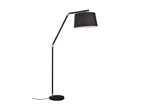 LED Bogenleuchte Schwarz mit Stoff Lampenschirm - Moderne Stehlampe für Wohnzimmer, 175cm hoch, 3-stufig dimmbar und mit warmweißem LED-Leuchtmittel, ideal für blendfreie Beleuchtung und stilvolle Akzente.