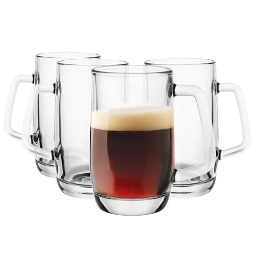Glasmark Krosno Biergläser-Set 0,3 Liter Gläser Für Bier Bierseidel Bierkrug Gläser Für Craft Beer Bierglas Trinkglas Glas Spülmaschinenfest 4 x 300ML, Farblos