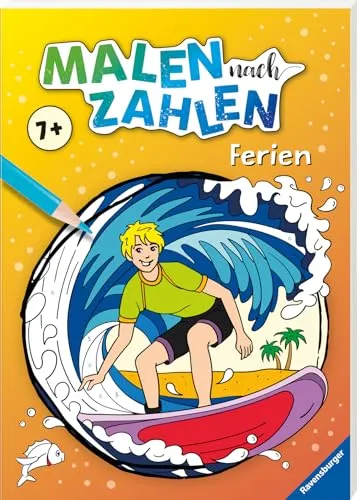 Ravensburger Malen nach Zahlen ab 7 Jahren Ferien - 48 Motive - Malheft für Kinder - Nummerierte Ausmalfelder