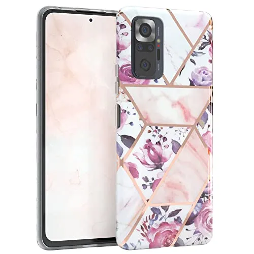 EAZY CASE Handyhülle Silikon mit Kameraschutz kompatibel mit Xiaomi Redmi Note 10 Pro, im Blumen Design, Rosen Motiv Hülle, Ultra dünn, Slimcover, Silikonhülle, Backcover, Rosé