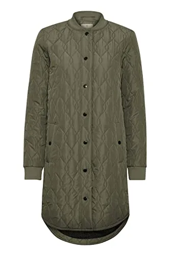 KAFFE Jacke KAshally Damen Jacke Gesteppte Lange Mantel Langarm mit Knöpfen Steppjacke 36, Grape Leaf 36