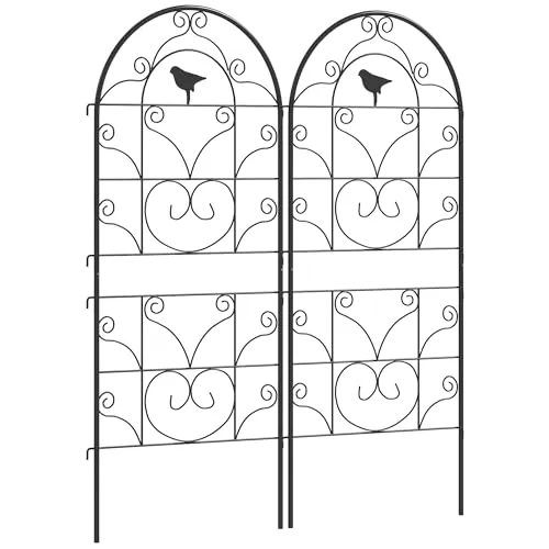 Outsunny Rosengitter - 50Lx1.3Wx120Hcm - Schwarz - Pflanzenkästen & Spaliere - Verwandeln Sie Ihren Garten mit stilvollen, wetterfesten Rosenspaliere aus pulverbeschichtetem Metall in eine elegante Oase.