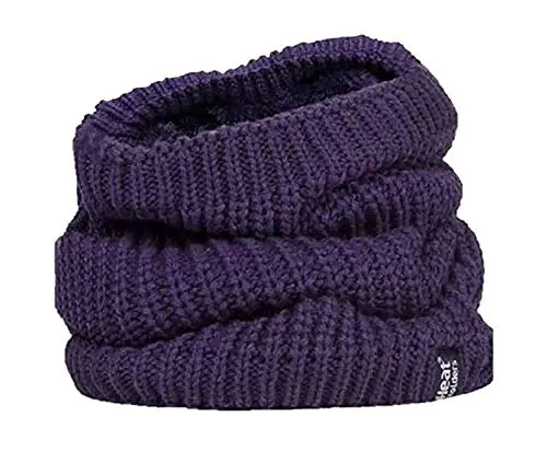 HEAT HOLDERS - Damen Winter Warm Fleece Bunt Strick Groß Nacken Halswärmer (One Size, Purple (Chunky))