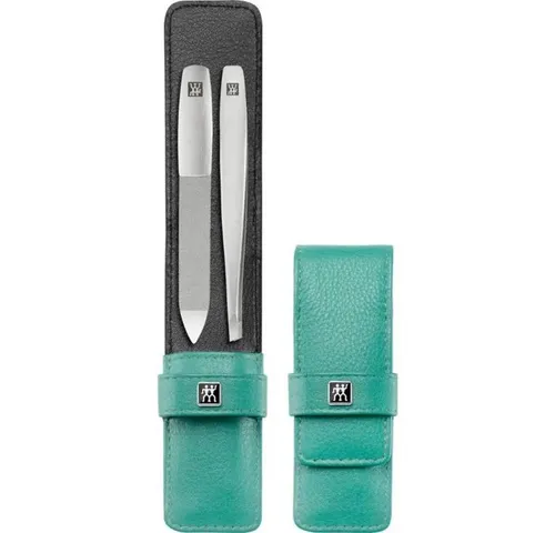 Zwilling Maniküre-Etui, 2 tlg. - Mint - Praktisches 2-teiliges Maniküre Set mit Pinzette und Saphir-Nagelfeile in eleganter Mintfarbe. Ideal für die Pflege unterwegs, gefertigt aus rostfreiem Edelstahl für hohe Langlebigkeit und Qualität.