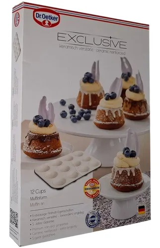 Dr. Oetker 12er-Muffinform EXCLUSIVE, Ø 5 cm - Muffinbackform aus Stahlblech mit keramisch verstärkter Antihaftbeschichtung für perfekte Backergebnisse und gleichmäßige Bräunung. Made in Germany, 5 Jahre Qualitätsgarantie.