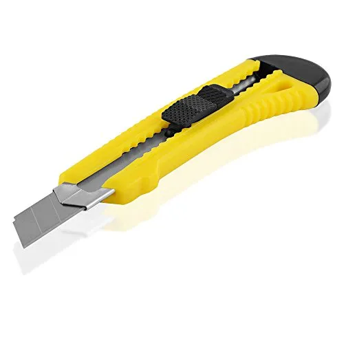 BestPlug Teppichmesser Kartonmesser Sicherheitsmesser Handwerkermesser Cuttermesser mit 18mm Abbrechklingen, Gelb
