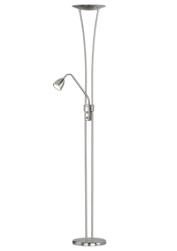 Trio Leuchten LED-Fluter Nickel matt, dimmbar mit Lesearm - Stehleuchte mit 20W und 5W energiesparenden LEDs, stufenlos dimmbar für individuelles Licht, ideal für Wohnzimmer oder Leseecke.