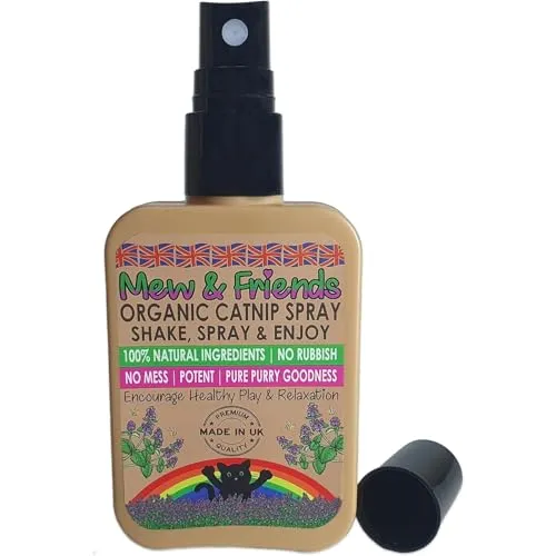 Mew & Friends Bio Katzenminze Spray – 100 % natürlich, hergestellt in Großbritannien – Spielzeug & Beruhigung für Katzen – Nachhaltige Katzenminze