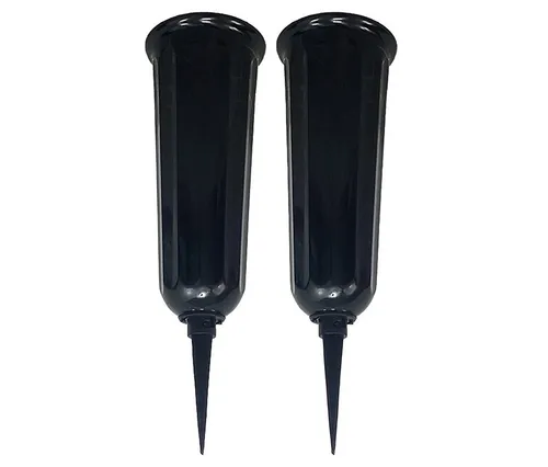 BAYLI Bodenvase 2er Set Grabvase aus Kunststoff mit Erdspieß, Friedhofsvase in Schwar