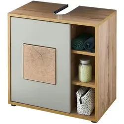 Waschbeckenunterschrank Gremminer See - Schrank für das Bad in holzfarben, mit kompakten Maßen von 60x60x35 cm, ideal für kleinen Platz, hochwertige Materialien und 10€ Willkommens-Gutschein bei Newsletter-Anmeldung.