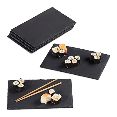 Schieferplatte Servierplatte für Käse und Sushi von Relaxdays