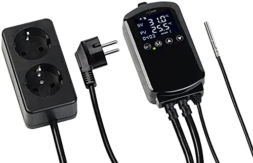 revolt Temperatur Steuerung: Digitaler Temperaturregler für 2 Heiz- & Klimageräte, Display, 3.680 W (Temperatur Steckdose, Universal Thermostat, Heizkörperthermostat)