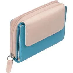 LEMONDO GlücksNugget Geldbörse aus Leder, türkis-beige - Praktische Kombibörse mit 9 Kreditkartenfächern, Sichtfenstern und RFID-Schutz. Ideal für Ordnung und Sicherheit, Maße: 10x12cm.