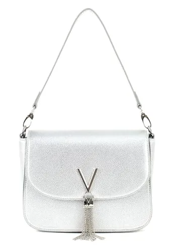 VALENTINO BAGS Umhängetasche Divina in Argento - Elegante Umhängetasche aus hochwertigem Polyurethan, unifarben genarbt, ideal für stilbewusste Frauen. Maße: 23x17x7 cm, leicht und praktisch für den Alltag.