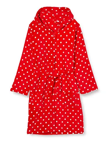 Playshoes Unisex Kinder Fleece-Bademantel Morgenmantel, Punkte, 98/104 - Bademantel für Mädchen aus kuscheligem Fleece, ideal zum Aufwärmen nach dem Baden oder Schwimmen, mit großer Kapuze und praktischem Knopf im Halsbereich für sicheren Halt.