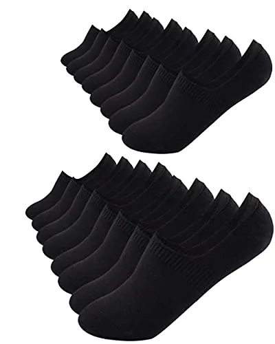 FOOTNOTE 8 Paar Unsichtbare Sneaker Socken Footies Füßlinge Invisible Socks mit Silikon Schwarz 39-42