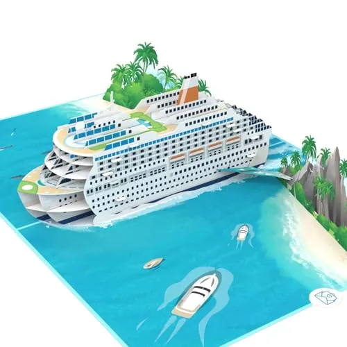 MOKIO® Pop-Up Karte Reise – 3D Kreuzfahrtschiff Grußkarte von MOKIO