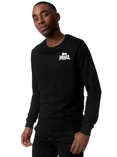 Lonsdale Herren Rundhals Sweatshirt LONGRIDGE, Schwarz, L - Herren-Sweatshirt in schmaler Passform, aus hochwertigem French Terry für angenehmen Tragekomfort und mit stylischem 3D Gummidruck-Logo.