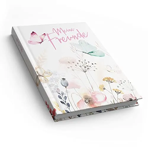 itenga Freundebuch Schmetterling Meine Freunde DIN A5 88 Seiten für Mädchen zum Ausfüllen für Schule Schüler Freunde