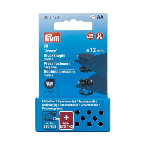 Prym 390773 Druckknöpfe Jersey, 12 mm, marine, kompatibel mit dem Vario Creative Tool