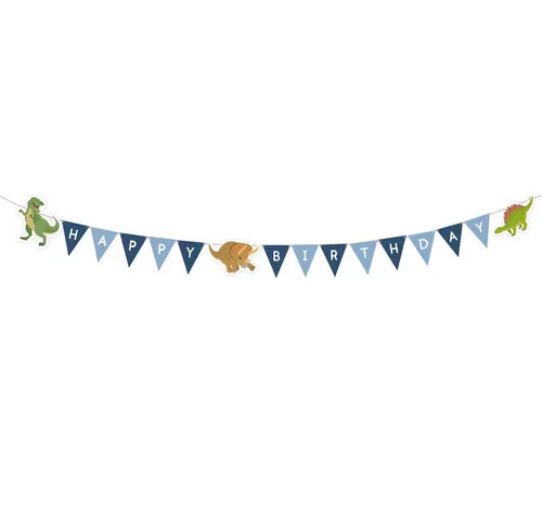 Dino Geburtstagskette Happy Birthday 180 x 9 cm blau für Kinder Party-Deko