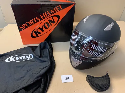 PROTECTWEAR H520-ES-L Motorradhelm Größe L - Schwarz-Matt - Motorradhelm für Onroad und ATV/Quad, ECE-zugelassen mit integriertem Sonnenvisier und herausnehmbarem, waschbarem Innenfutter für optimalen Komfort.