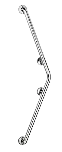 WENKO Wandhaltegriff Secura 67 x 67 cm Chrom - Bad-Sicherheitsgriff für Badewanne oder WC mit 135°-Winkel, Aluminium, 124 x 25 x 8.2 cm, Chrom