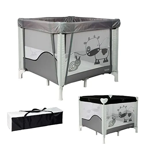 Looping - Faltbarer Laufstall 90 x 90 cm Black Emotion | mit Erhöhung und verstellbar auf 2 Ebenen, inklusive Transporttasche | für Babys & Kinder bis 15 kg