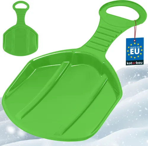 KOTARBAU® Popo Rutscher Bob Schlitten für Kinder & Erwachsene Rutschteller mit Griff Kunststoff Porutscher Schnee Rutscher Leicht & Stabil Grün