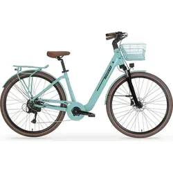 MBM Elektro-Citybike NEFELE 26 Zoll, türkis - Modern und Leistungsstark - E-Bike mit geräuschlosem Etrotek Hinterradmotor (45Nm), ideal für Pendler und Freizeitradler, perfekt für Stadtfahrten und längere Touren.