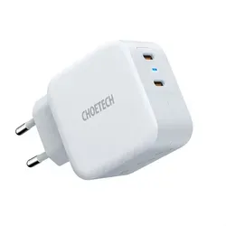 Choetech Schnellladegerät 2x USB Typ C 40W - Weiß - Handy Ladegeräte, bietet superschnelles Laden mit 40W für Smartphones und Laptops, sicher dank mehrfacher Schutzfunktionen und intelligentem Managementsystem.