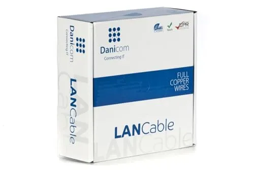 Danicom CAT6 UTP 50m - Hochwertiges Ethernet-Datenkabel - Hochwertiges Cat6 Netzwerkkabel für Gigabit-Netzwerke mit bis zu 1000 Mbit/s. Ideal für individuelle Installationen, flexibel und ohne vorgefertigte Stecker.