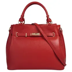 Henkeltasche SAMANTHA LOOK, Damen, rot aus Leder - Elegante Handtasche aus 100% Rindleder, Made in Italy. Geräumig mit Smartphonefach und abnehmbarem Schultergurt für maximalen Tragekomfort.