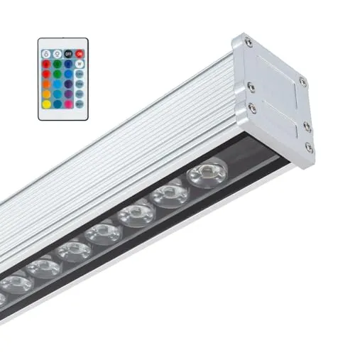 LEDKIA LIGHTING - LED-Wandfluter 36W | IP65 | RGB Beleuchtung | Aluminiumgehäuse | Verstellbare Halterung | Außen- und Innenbereich, 100cm, RGB, Aluminium