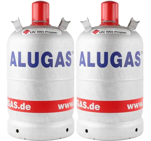 2x Alugas 11 kg Gasflasche - 10 Jahre TÜV, leicht und langlebig für Camping und Gastronomie