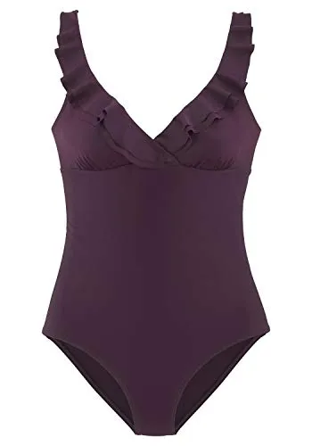 Badeanzug JETTE für Damen, Gr. 38, rot - Eleganter Badeanzug von Jette mit verspielter Rüsche und Shaping-Effekt, ideal für eine feminine Silhouette. Verstellbare Träger und integrierte Softcups sorgen für perfekten Sitz und Komfort.