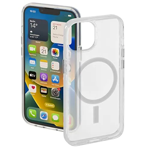 Hama Hülle für Apple iPhone 14 Plus kompatibel mit MagSafe (Magnetische Hülle für induktives Laden, Handyhülle schützt vor Stößen, Kratzern und Schmutz, durchsichtiges Case aus TPU) transparent