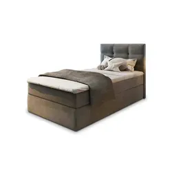 Masseno Boxspringbett GLOS 100 - 100x200 cm - Elegantes Kontinentalbett mit Bonell Matratze und Topper, großer Bettkasten für optimalen Stauraum und ergonomischer Schlafkomfort – ideal für entspannte Nächte!