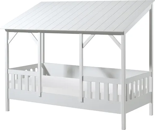 Hausbett >HAUSBETT< in Weiß aus Massiv Kiefer und MDF