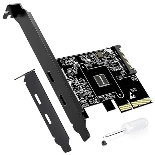 10Gbps PCIe USB C 3.2 Gen 2 Karte, 2 Port PCIe zu USB C Erweiterungskarte, PCI Express 3.0 x4 Adapter für Desktop PC, SSD Gehäuse, Workstations, Datensicherung, Nur Daten