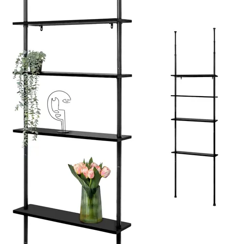 bremermann Teleskop-Wandregal mit 4 Ablageböden aus Bambus - Standregal mit variablem Teleskop-System für Höhen von 140 bis 290 cm, ideal für jedes Zimmer und vielseitig einsetzbar, einfach aufzubauen ohne Bohren.