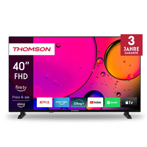 Thomson 40 Zoll FHD Fire TV mit Alexa - Smart Fernseher mit Alexa Sprachsteuerung, AirPlay und Triple-Tuner für flexibles Streaming und beste Unterhaltung im Wohnzimmer.