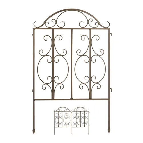 Stabiler Zierzaun 3-teilig aus Metall